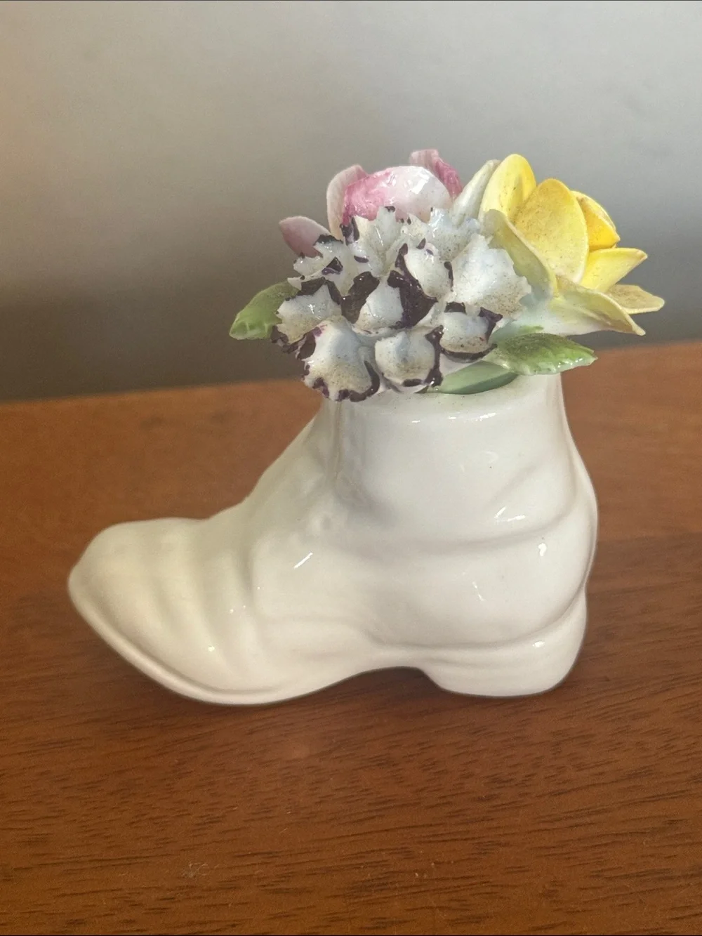 Vintage Royal Doulton Bone China Floral Boot Figurine!